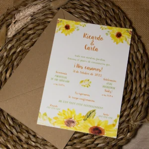 Invitación de boda girasoles